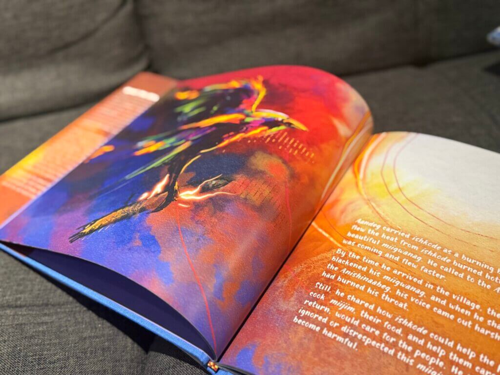 A colorful illustration in a story book. 