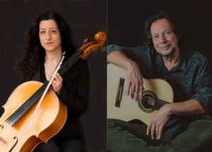Both artists of CORDA with their instruments.
