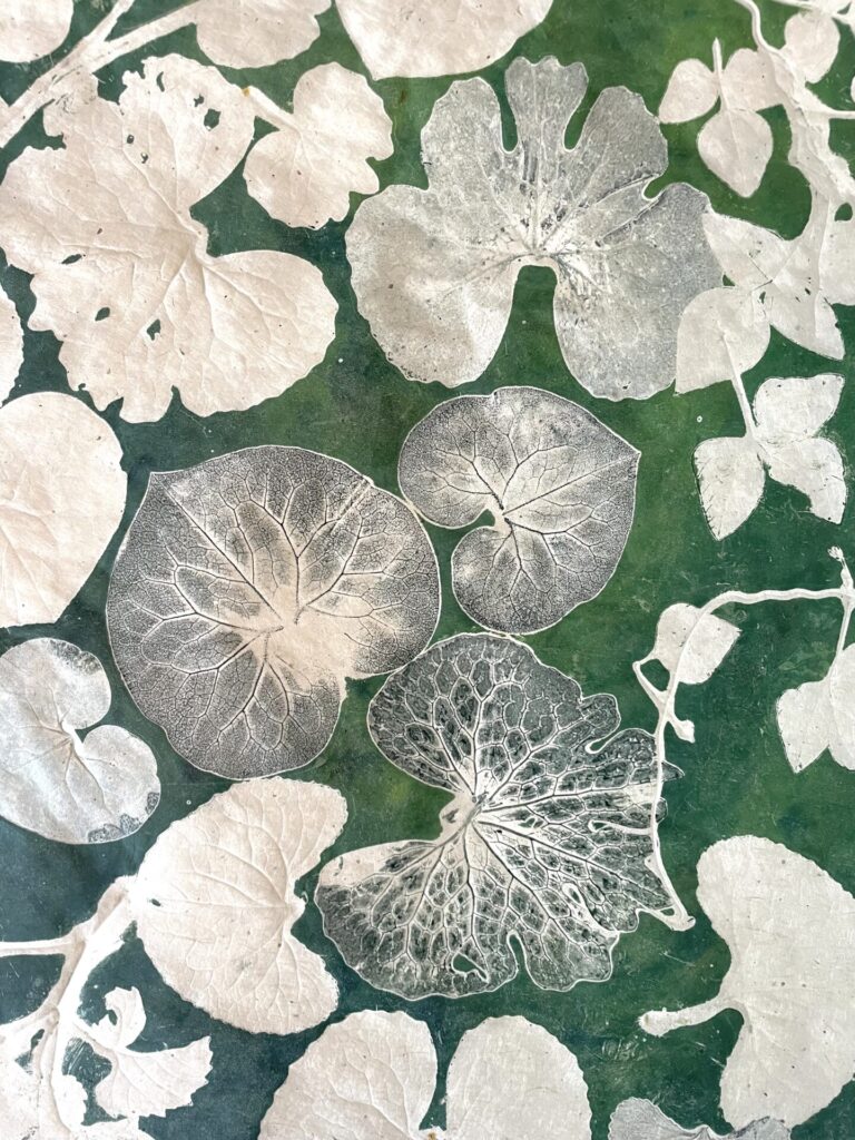 Lily pad prints in green shade.