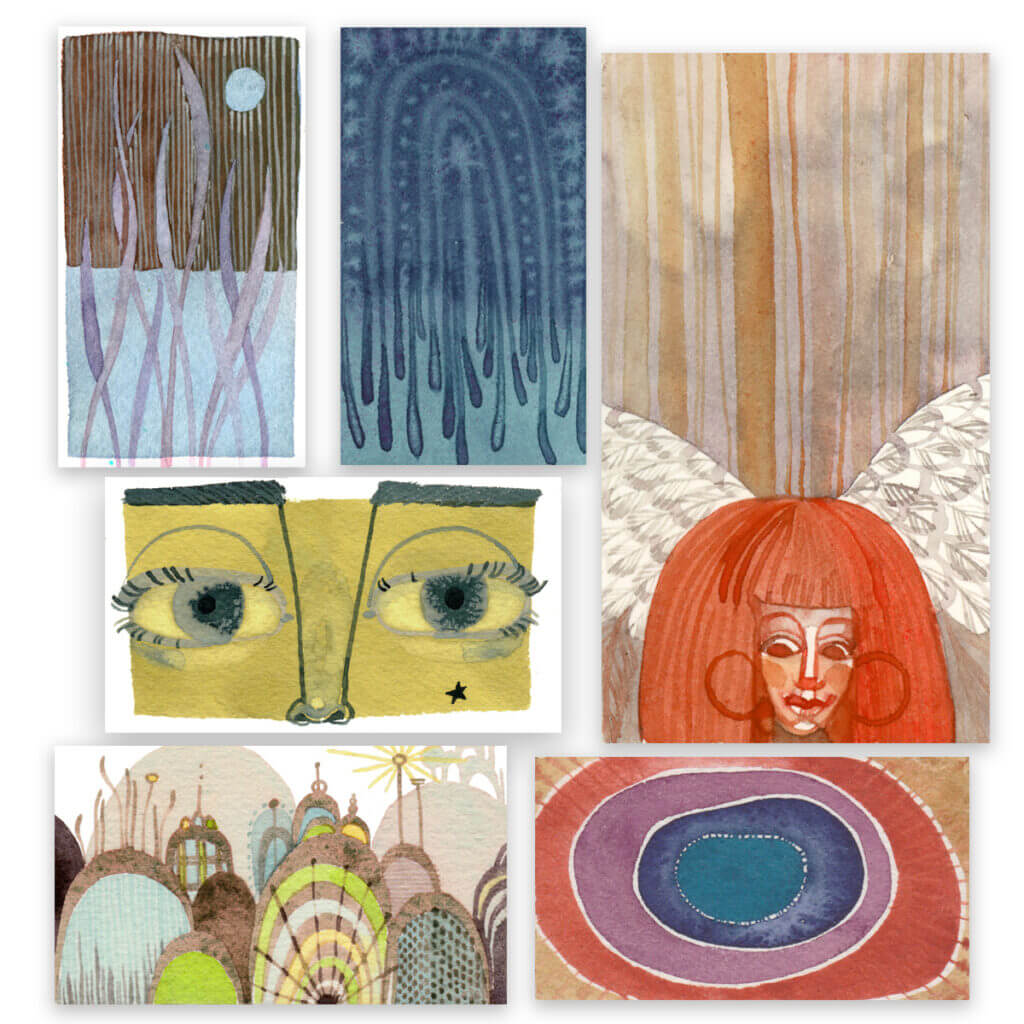 Six watercolor paintings. 